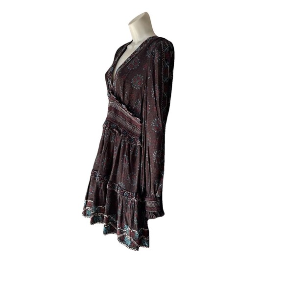 NWT SEA NY Ellabeth Size 8 Boho V-Neck Brown Cotton Blend Long Sleeve Dress  New - Picture 10 of 16